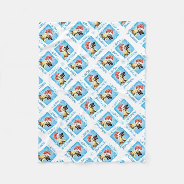Christmas Afghan Hound Fleece Blanket (Front)