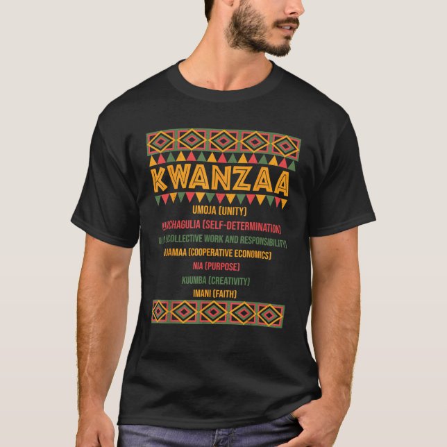 Christmas African American Happy Kwanzaa Pajama  T-Shirt (Front)