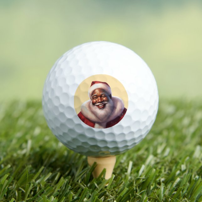 Christmas African-American Jolly Santa Claus Golf Balls (Insitu Tee)