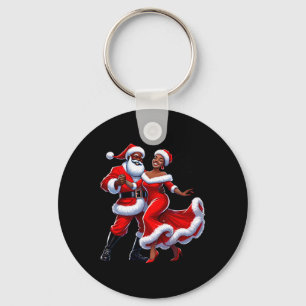 Christmas African Santa Mrs Claus Dancing African Key Ring
