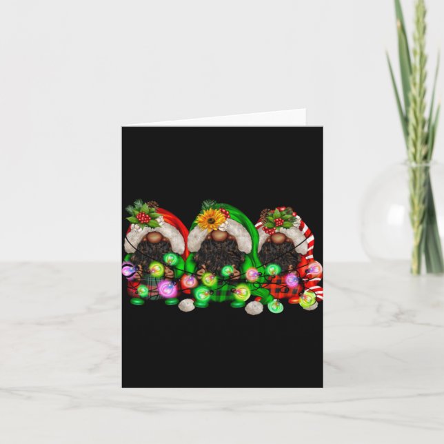 Christmas Afro African American Black Gnomes Xmas  Card (Front)