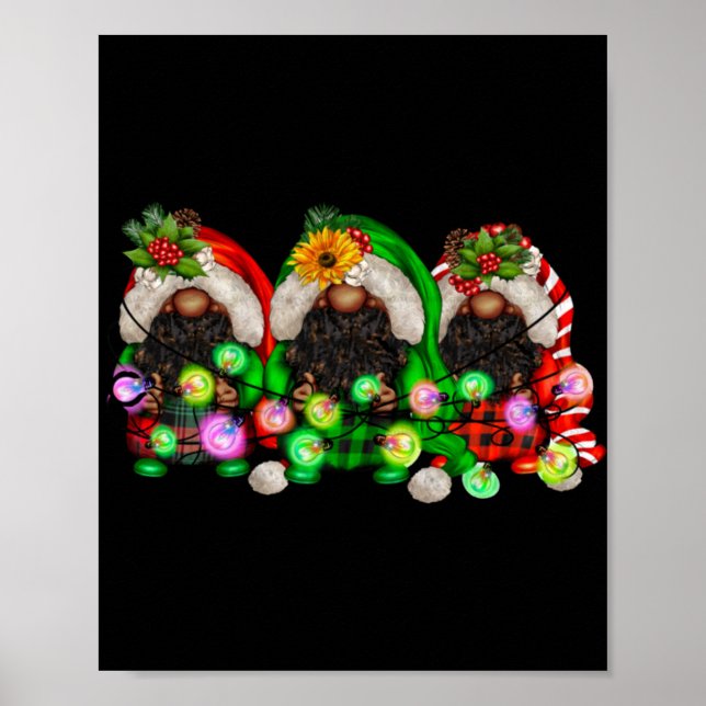 Christmas Afro African American Black Gnomes Xmas  Poster (Front)