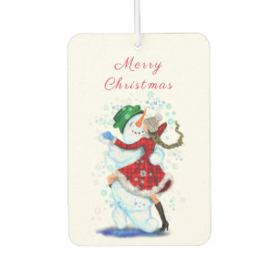 Christmas Air Freshener Snowman and Girl Dancing