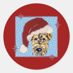 Christmas Airedale Classic Round Sticker