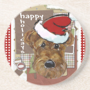 CHRISTMAS AIREDALE COASTER