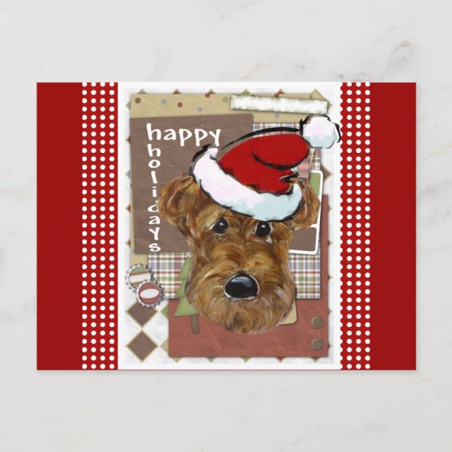 CHRISTMAS AIREDALE HOLIDAY POSTCARD (Front)