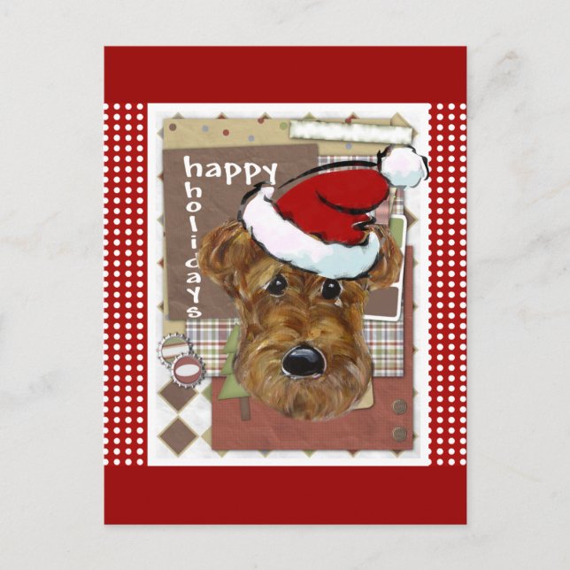 CHRISTMAS AIREDALE HOLIDAY POSTCARD (Front)