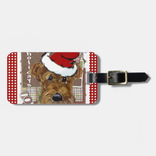 CHRISTMAS AIREDALE LUGGAGE TAG