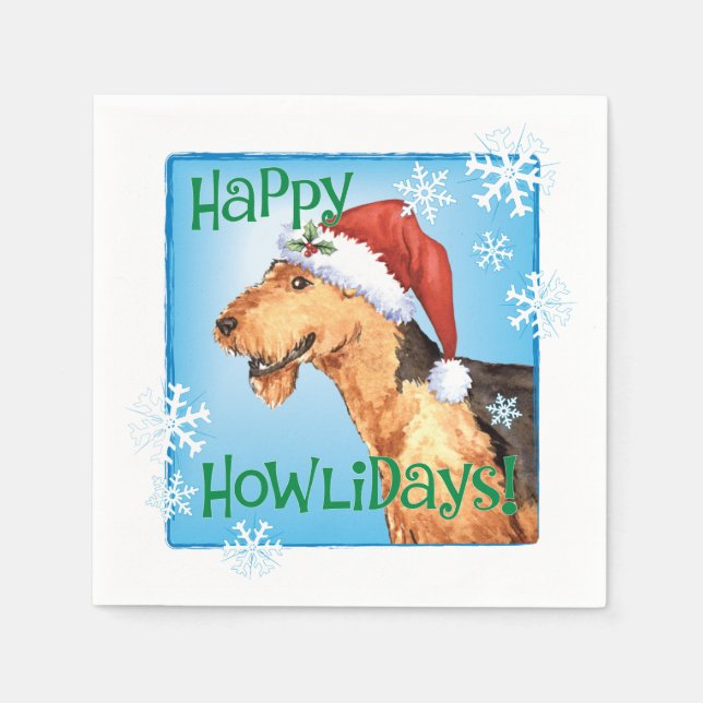 Christmas Airedale Napkin (Front)