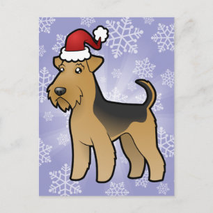 Christmas Airedale Terrier / Welsh Terrier Holiday Postcard