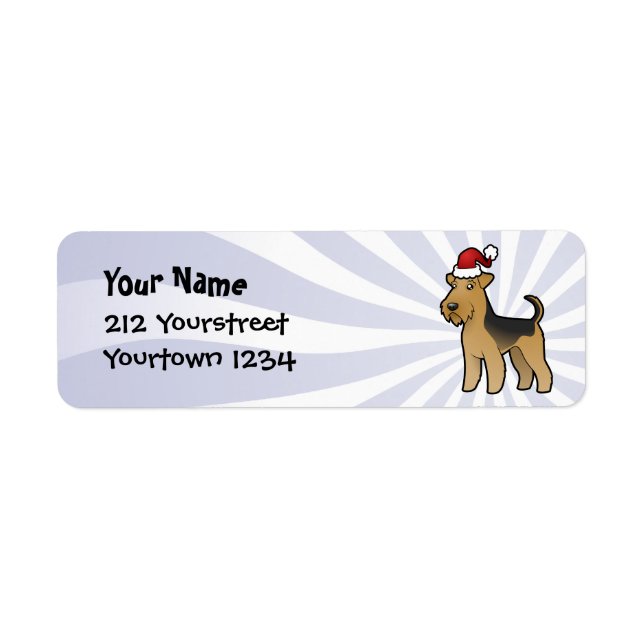 Christmas Airedale Terrier / Welsh Terrier Return Address Label (Front)