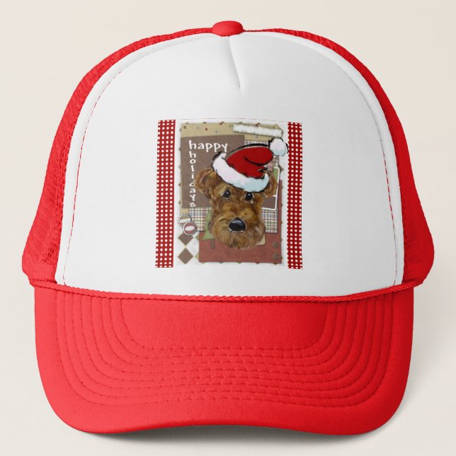 CHRISTMAS AIREDALE TRUCKER HAT (Front)