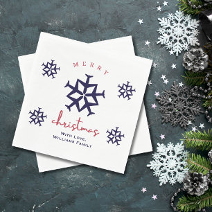Christmas Airplane Snowflake Minimalist Aviation Napkin