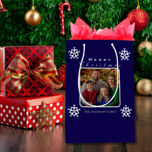 Christmas Airplane Snowflake Photo Funny Custom Medium Gift Bag