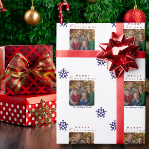 Christmas Airplane Snowflake Photo Funny Custom  Wrapping Paper