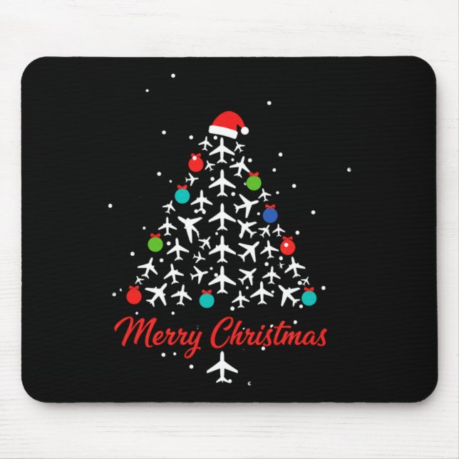 Christmas Airplane Tree Merry Christmas Lot Travel Mouse Pad (Front)