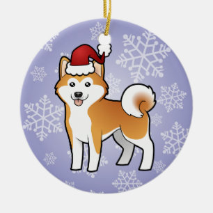 Christmas Akita Inu / Shiba Inu Ceramic Tree Decoration