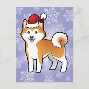 Christmas Akita Inu / Shiba Inu Holiday Postcard