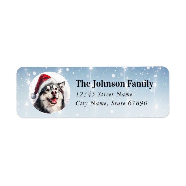 Christmas Alaskan Malamute Return Address Label (Front)