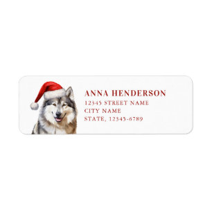 Christmas Alaskan Malamute Return Address Label
