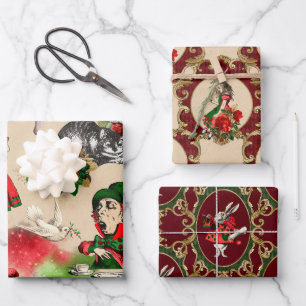 Christmas Alice In Wonderland Wrapping Paper Sheet