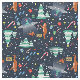 christmas alien abduction bigfoot yeti sasquatch fabric