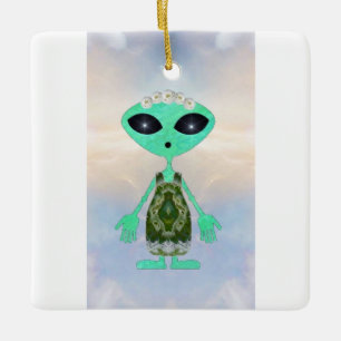 Christmas Alien Ceramic Ornament