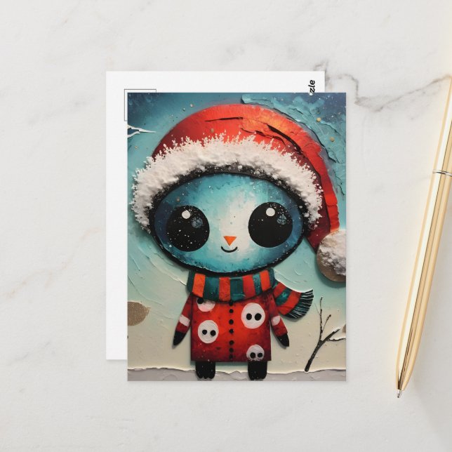Christmas Alien Postcard (Front/Back In Situ)