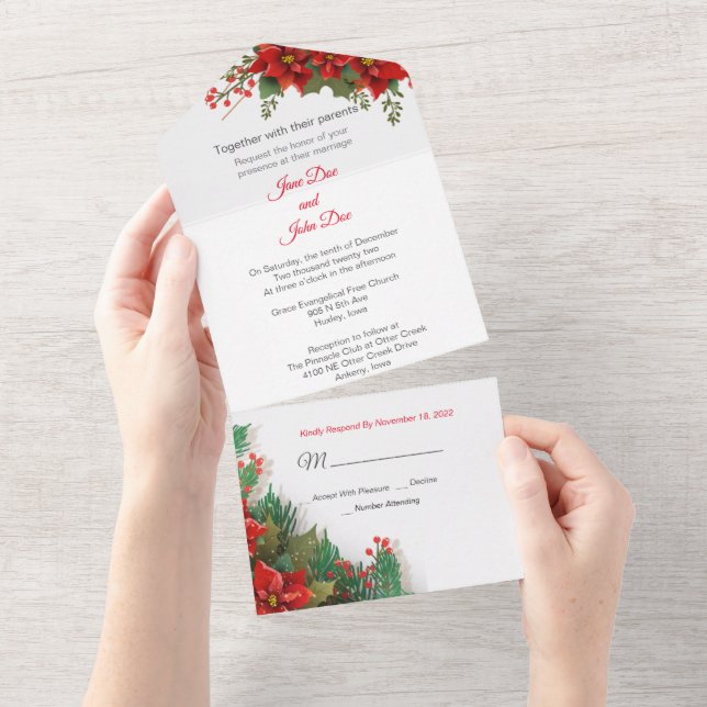 Christmas All in One Wedding Invite (Tearaway)