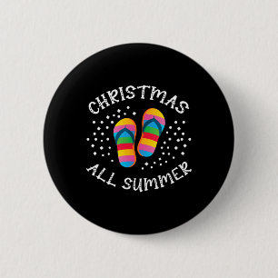 Christmas All Summer Santa Beach Flip Flops Summer 6 Cm Round Badge