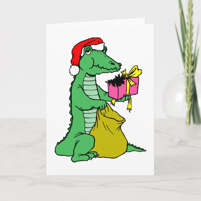 Christmas Alligator Holiday Card (Front)
