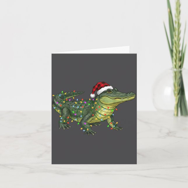 Christmas Alligator Holiday Reptile Funny Festive  Card (Front)