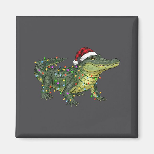 Christmas Alligator Holiday Reptile Funny Festive  Magnet (Front)