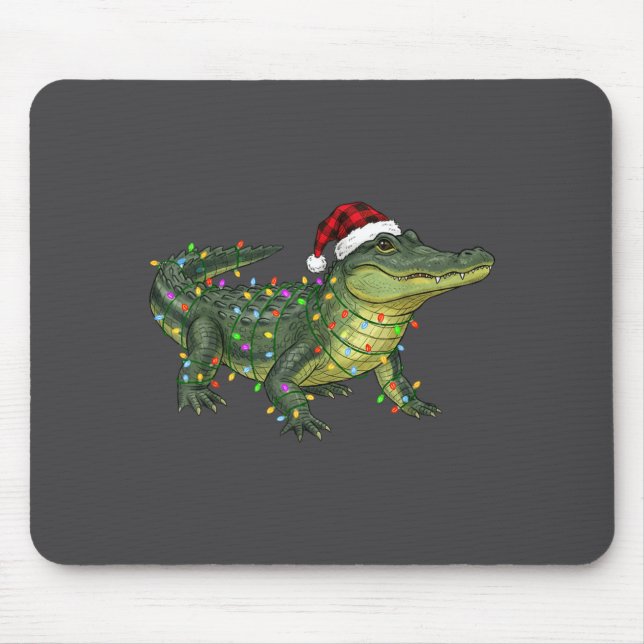 Christmas Alligator Holiday Reptile Funny Festive  Mouse Pad (Front)