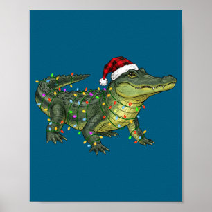 Christmas Alligator Holiday Reptile Funny Festive  Poster