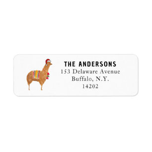 Christmas Alpaca Cute Animal Return Address Label