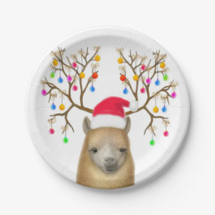 Christmas Alpaca Paper Plates