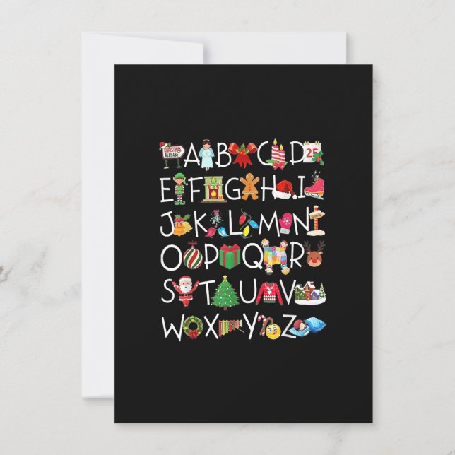 Christmas Alphabet A.B.C Teacher Costume Kids Invitation (Front)