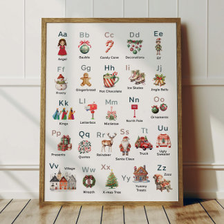 Christmas Alphabet ABC Poster Kids Room Decor