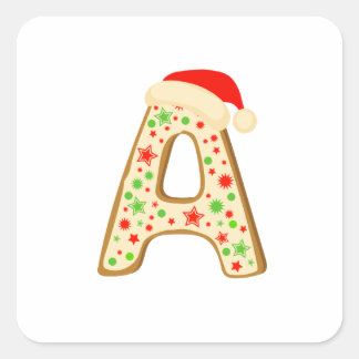Christmas Alphabets letter A Square Sticker