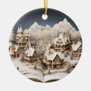 Christmas Alpine Storybook Village Ceramic Ornament
