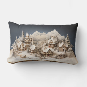 Christmas Alpine Storybook Village Lumbar Cushion