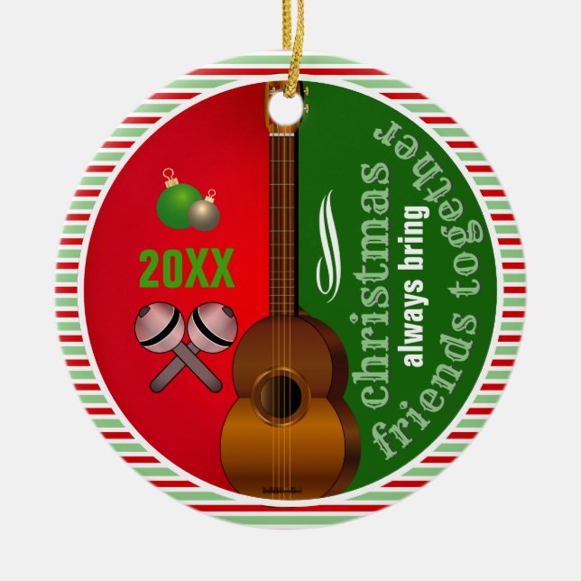 Christmas Always Bring Friends Together Ceramic Ornament (Front)