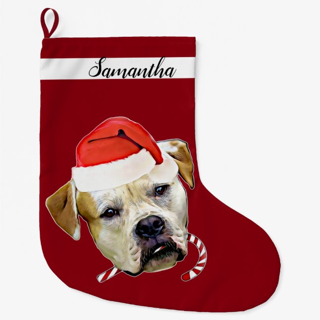 Christmas American Bulldog dog stocking (Front)
