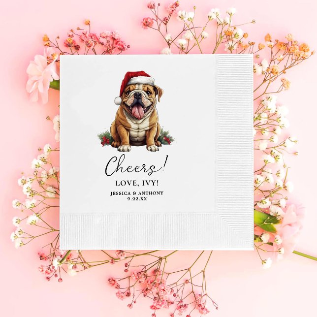 Christmas American Bulldog Personalised Cheers Napkin (Creator Uploaded)