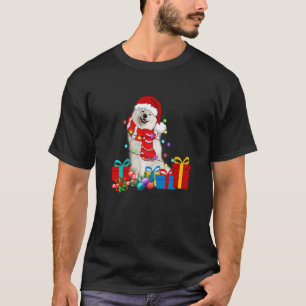 Christmas American Eskimo Dog Xmas Lights Santa Ha T-Shirt