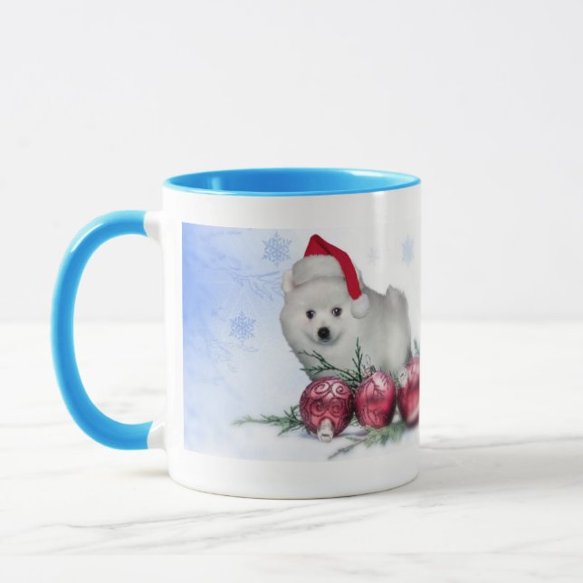 Christmas American Eskimo mug (Left)