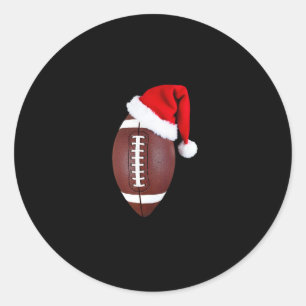 Christmas American Football Ball Santa Hat (1) Classic Round Sticker