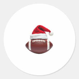 Christmas American Football Ball Santa Hat (1) Classic Round Sticker