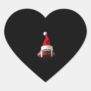 Christmas American Football Ball Santa Hat (1) Heart Sticker